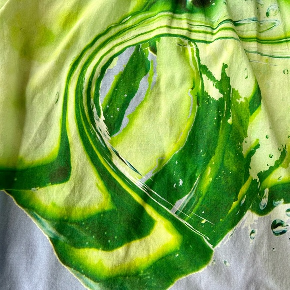 Print All Over Me Digital Print Button-up Short Sleeve Unisex Shirt Green Blue - Picture 9 of 10